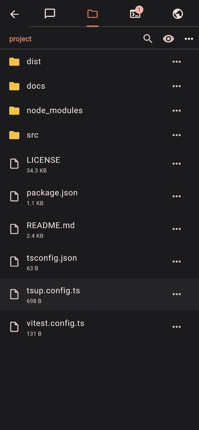 Files tab — sandboxed project file browser